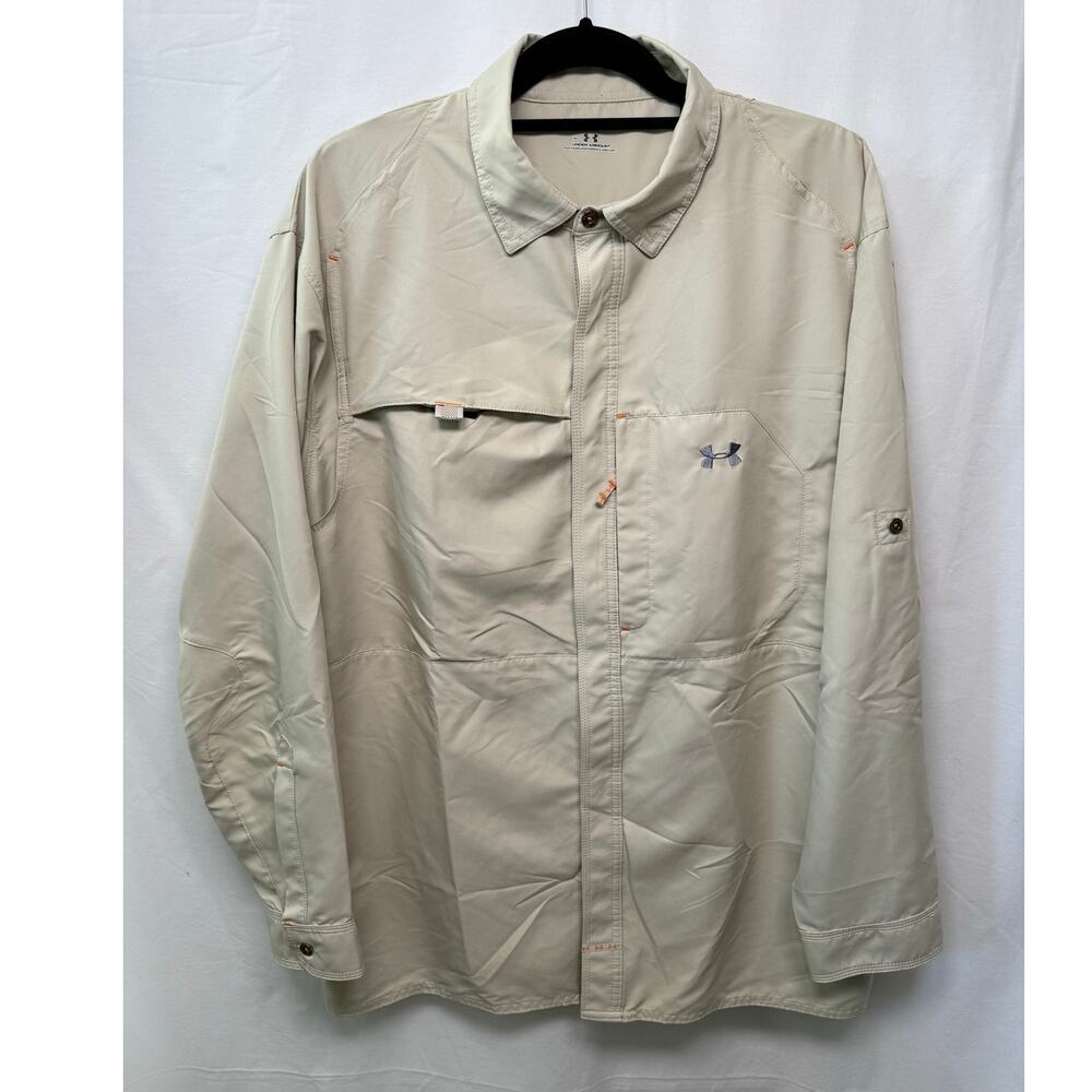 Under Armour Men's Fish Hunter Icon Long Sleeve Shirt, Khaki, Size XL